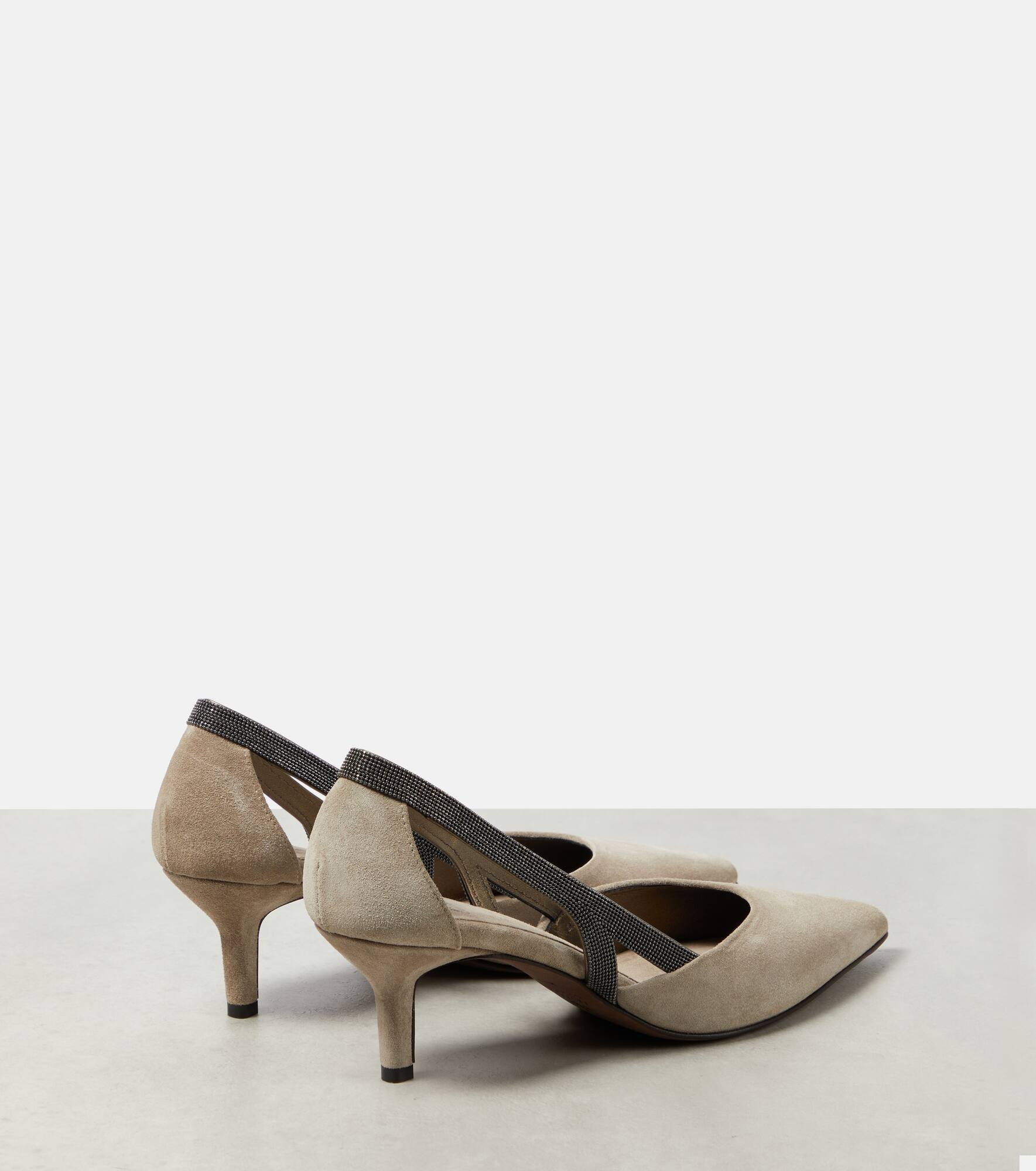 Embellished suede slingback pumps - 3