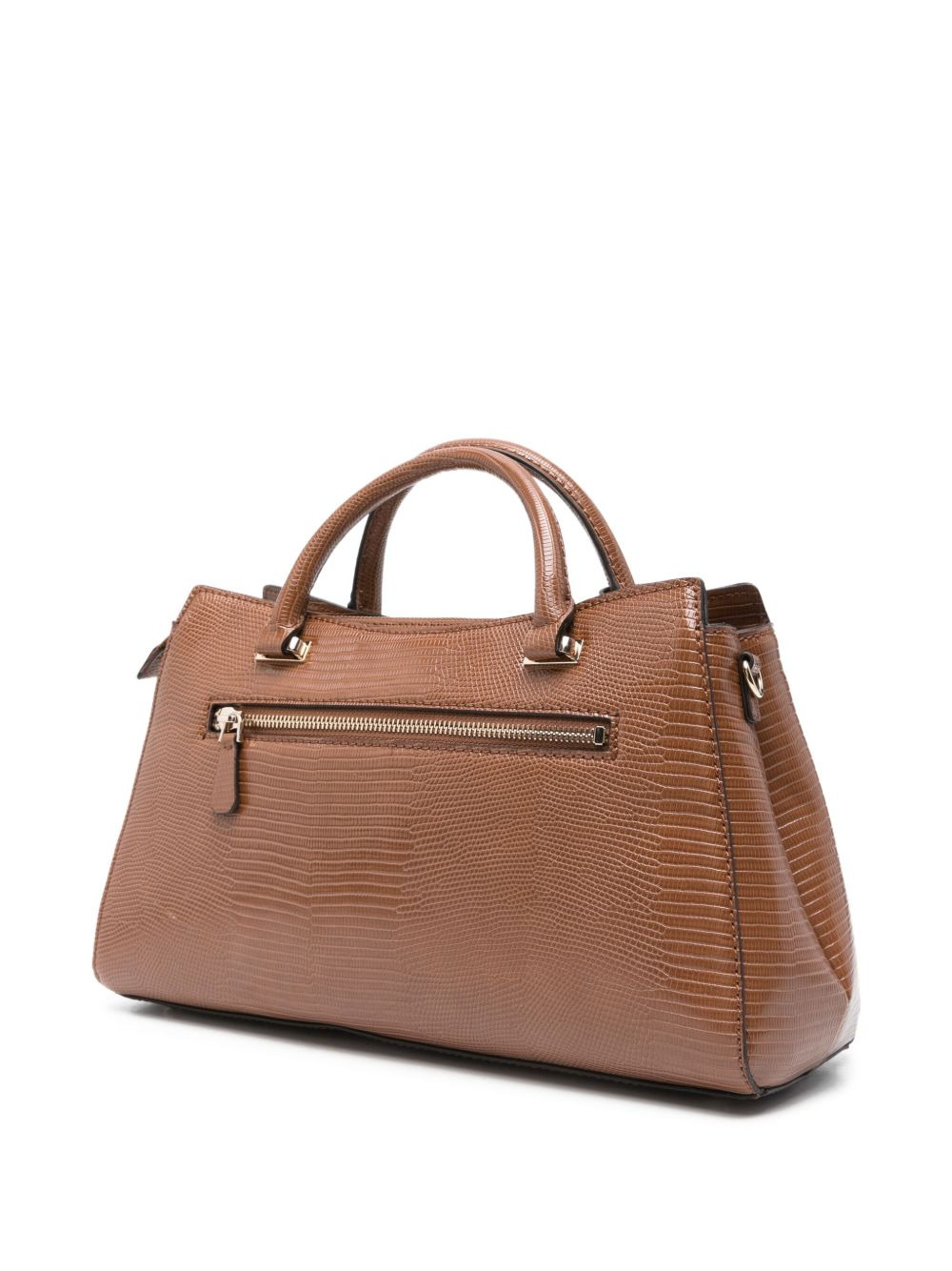 logo-plaque snakeskin-effect shoulder bag - 2