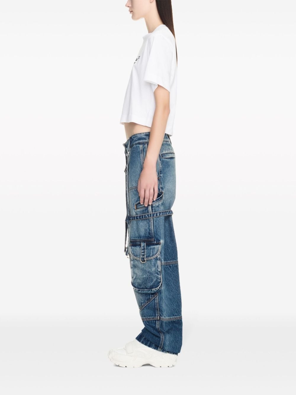 harness-detail cargo jeans - 3