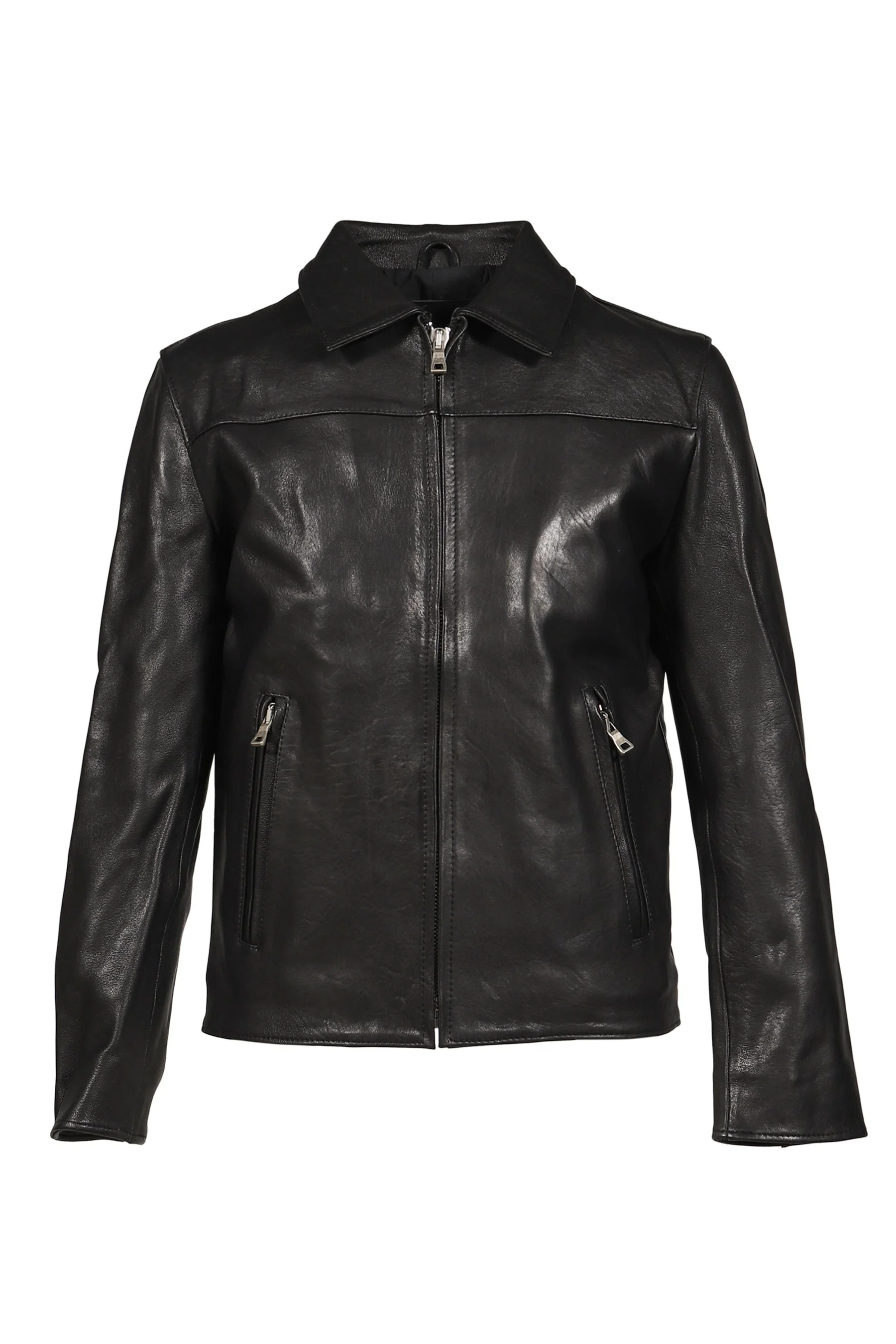 LEATHER JACKET BASIC CUT / BLK - 1