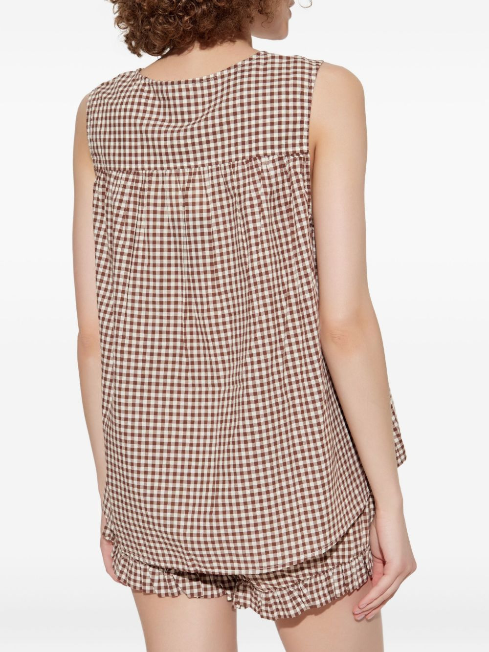 gingham buttoned-front top - 4