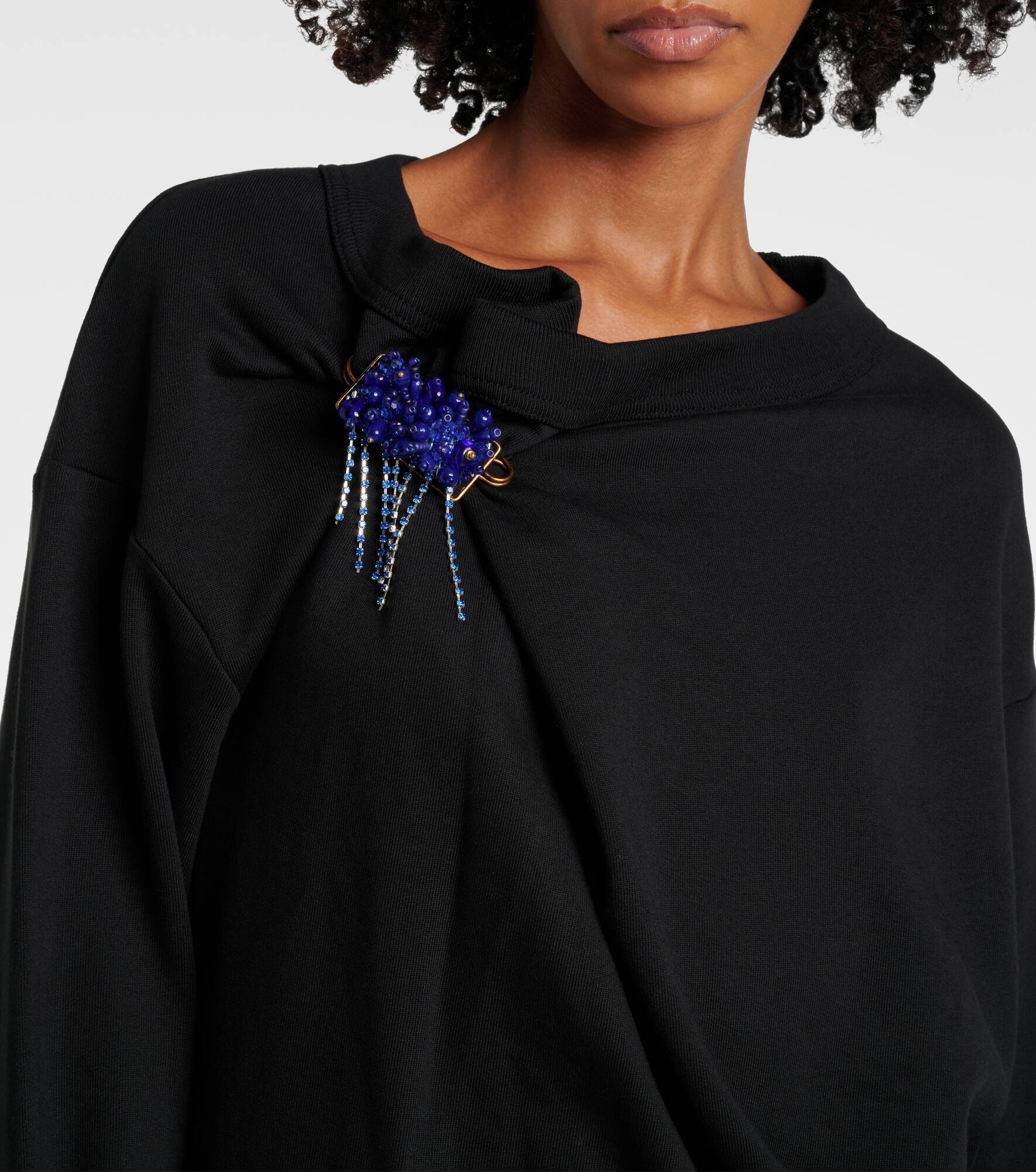 Embellished gathered cotton sweater - 4