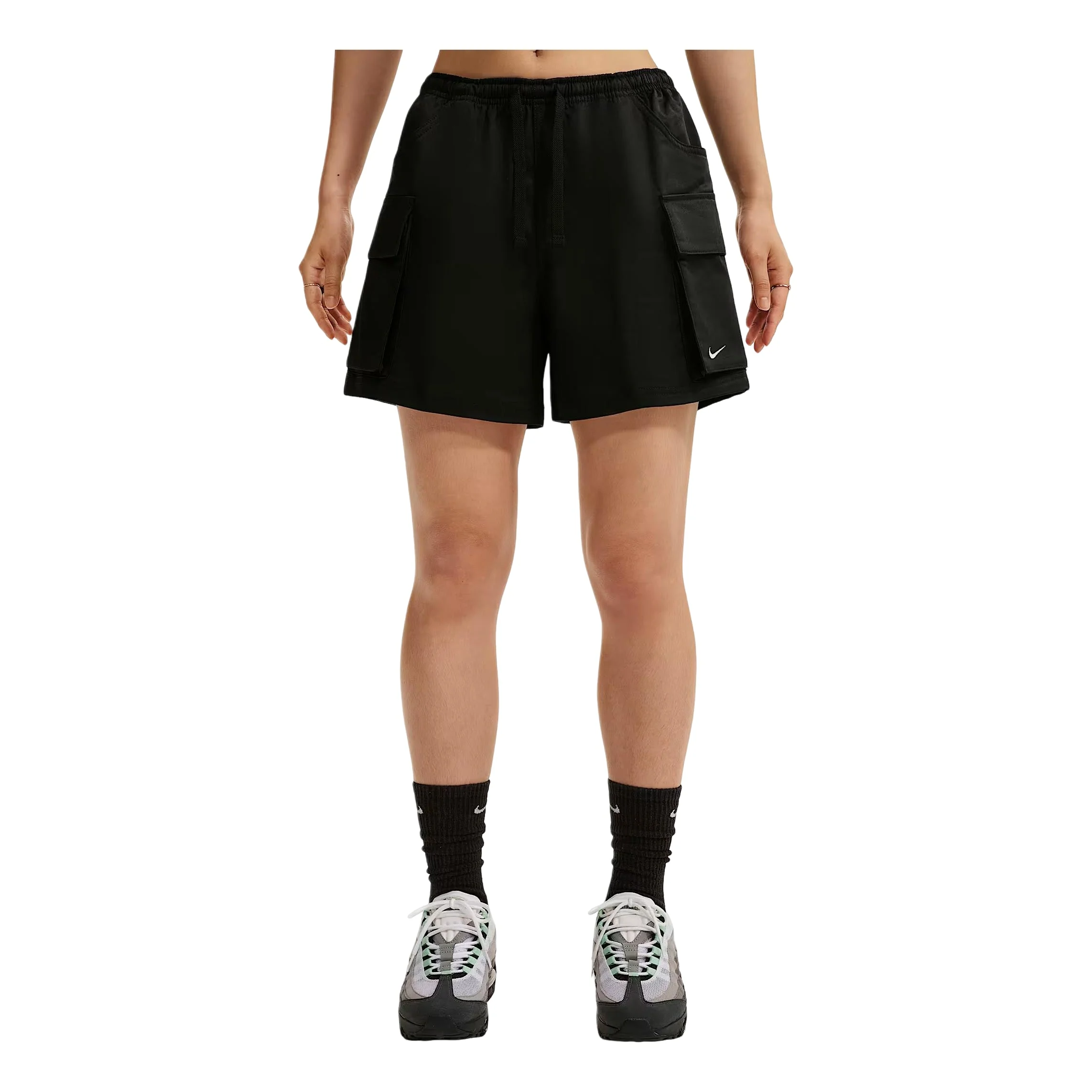(WMNS) Nike Sportswear Loose Mid-Waist Woven Cargo Shorts Asia Sizing 'Black' IV5010-010 - 1