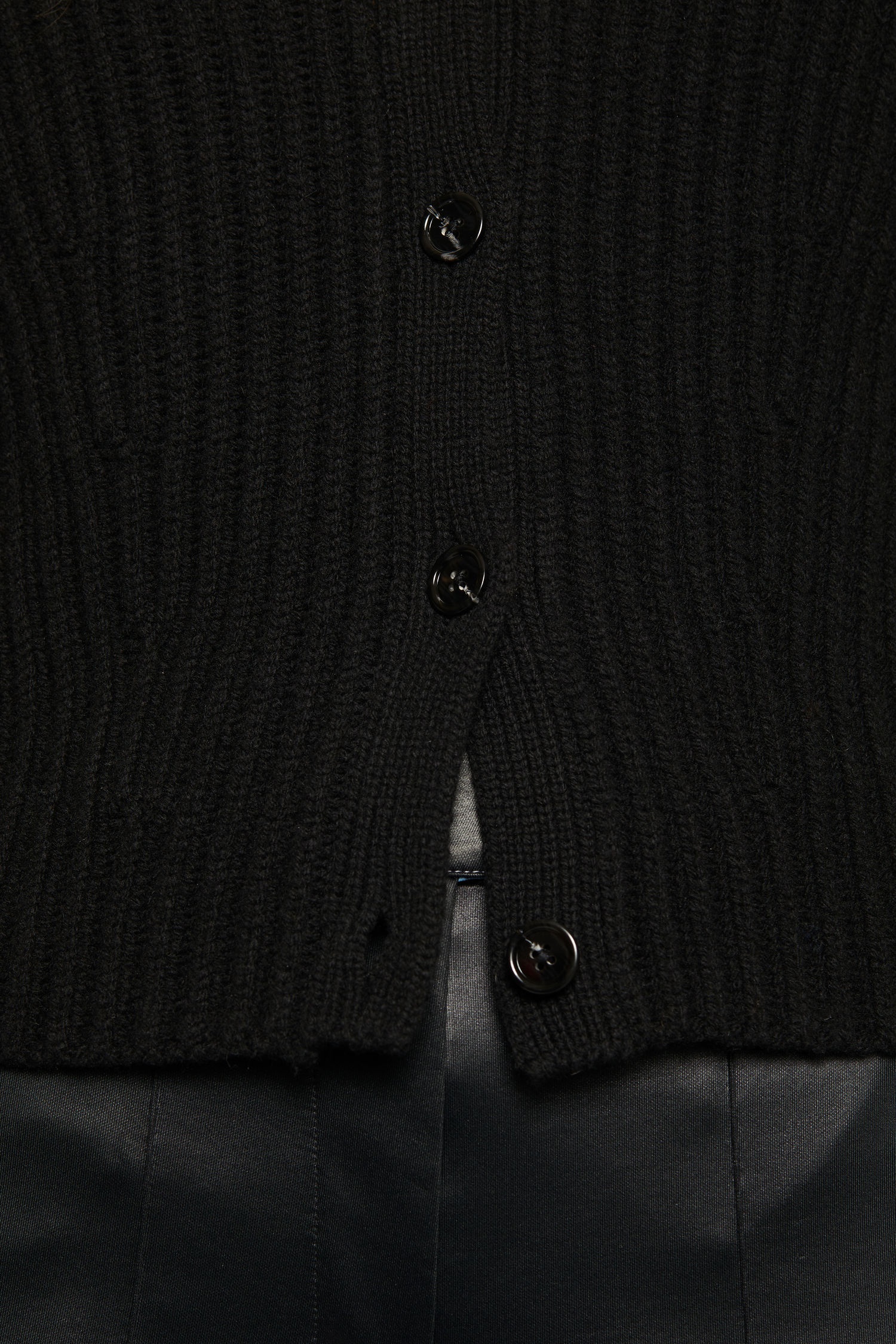 Ribbed wool cardigan black - 4