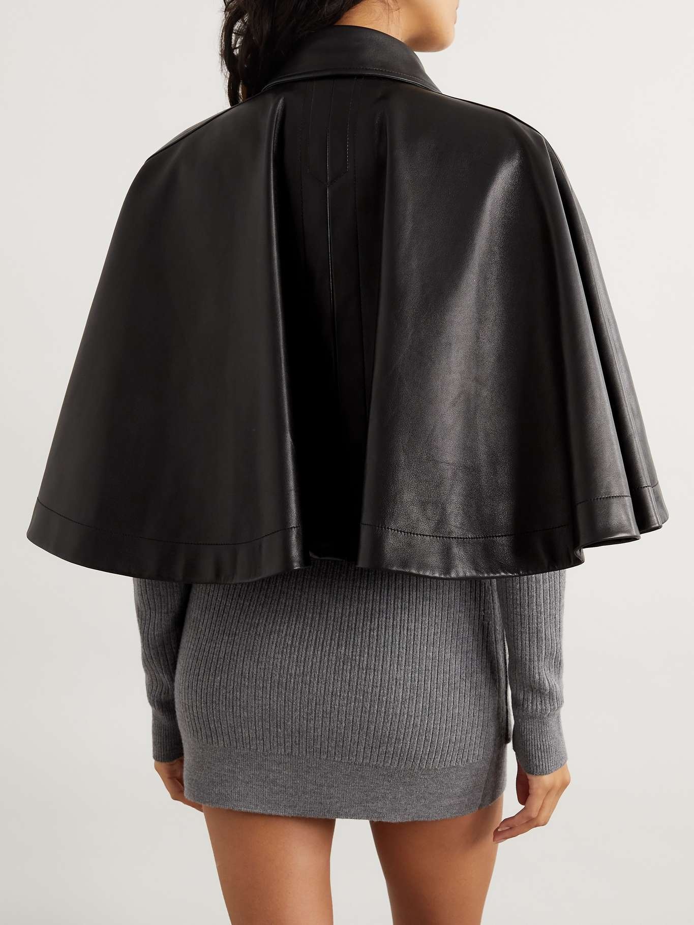 Cropped leather cape - 4