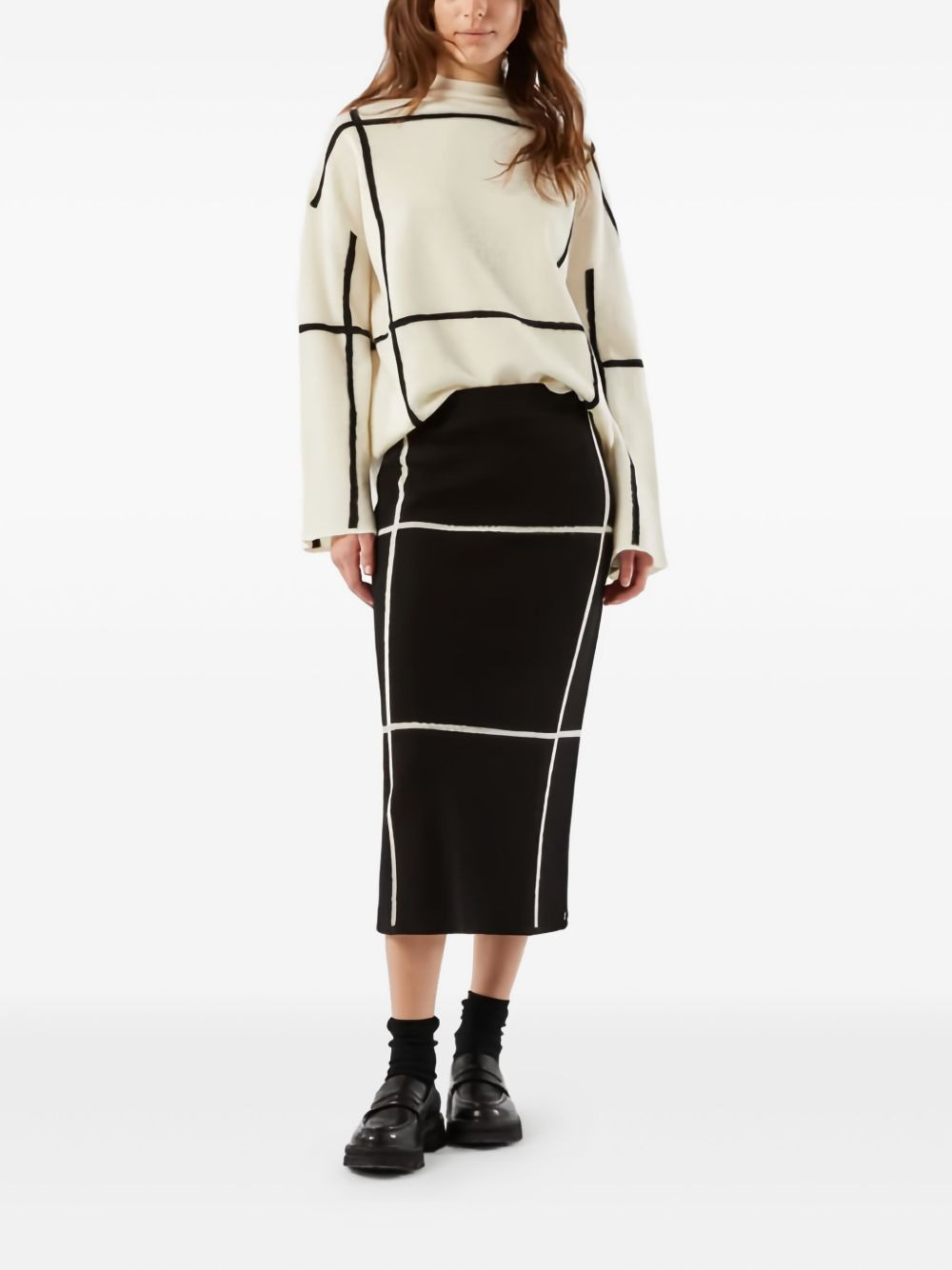 grid-pattern midi skirt - 2