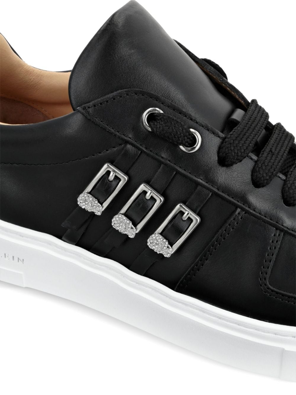 skull-charm nappa-leather sneakers - 3