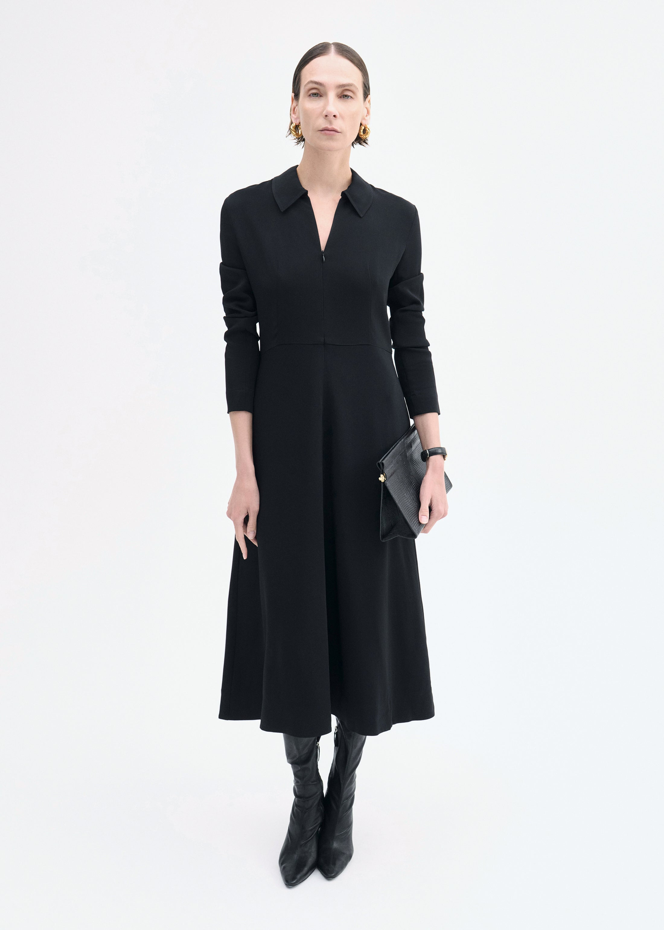 Long Sleeve Shirt Dress in Crepe - 2