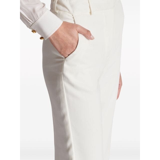 White crepe flared trousers - 6