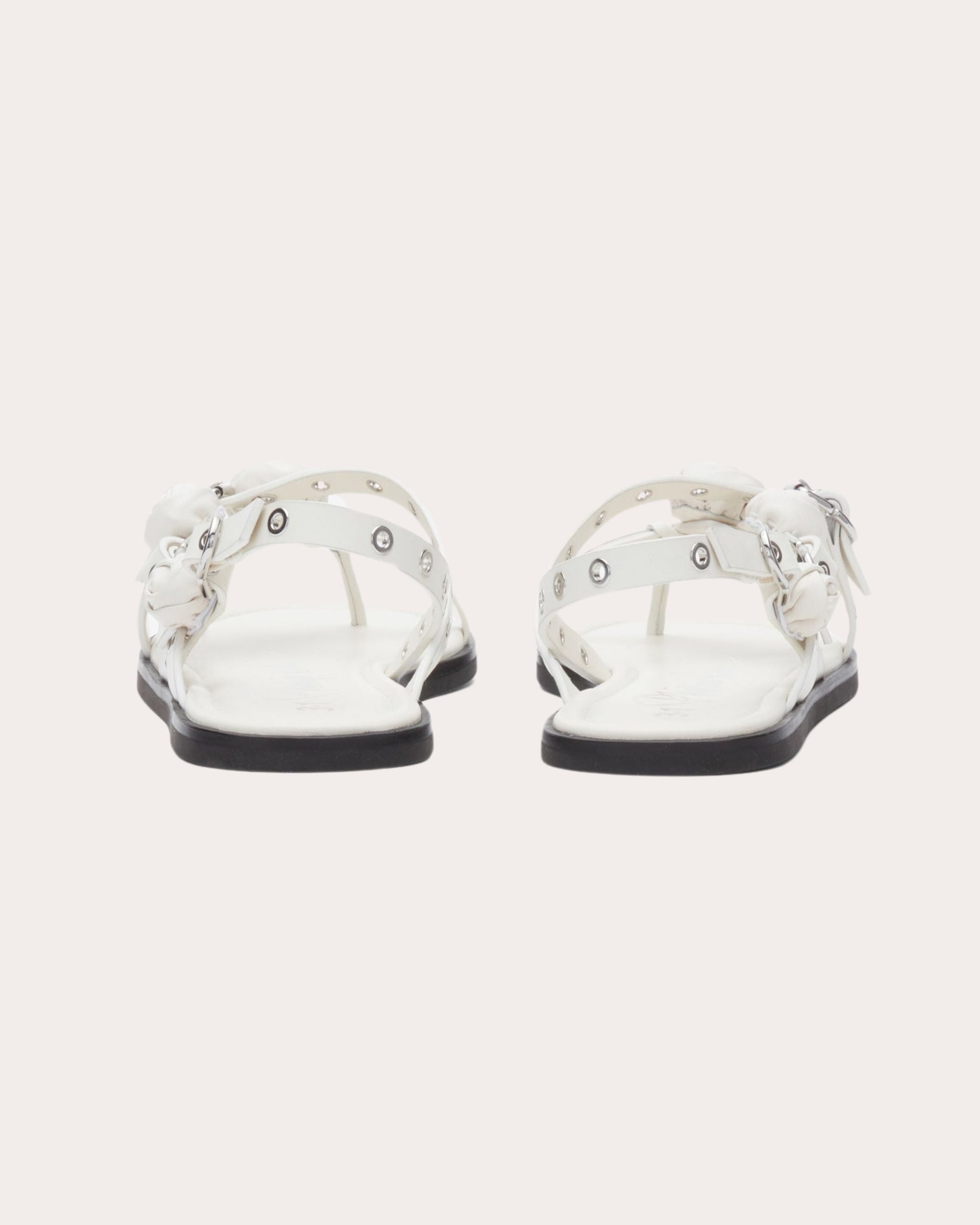 Rosette Eyelet Multi-Strap Leather Sandal - 3