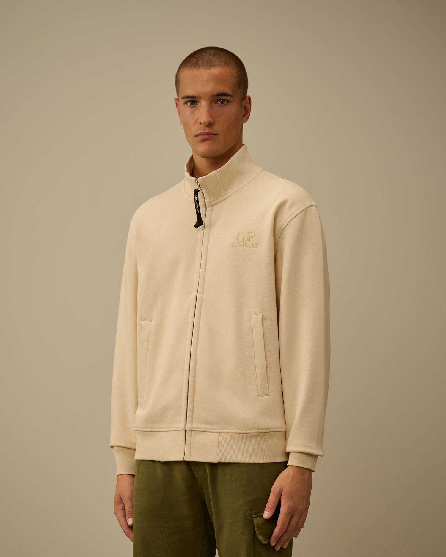 Diagonal Raised Fleece Full Zip Sweatshirt - 3