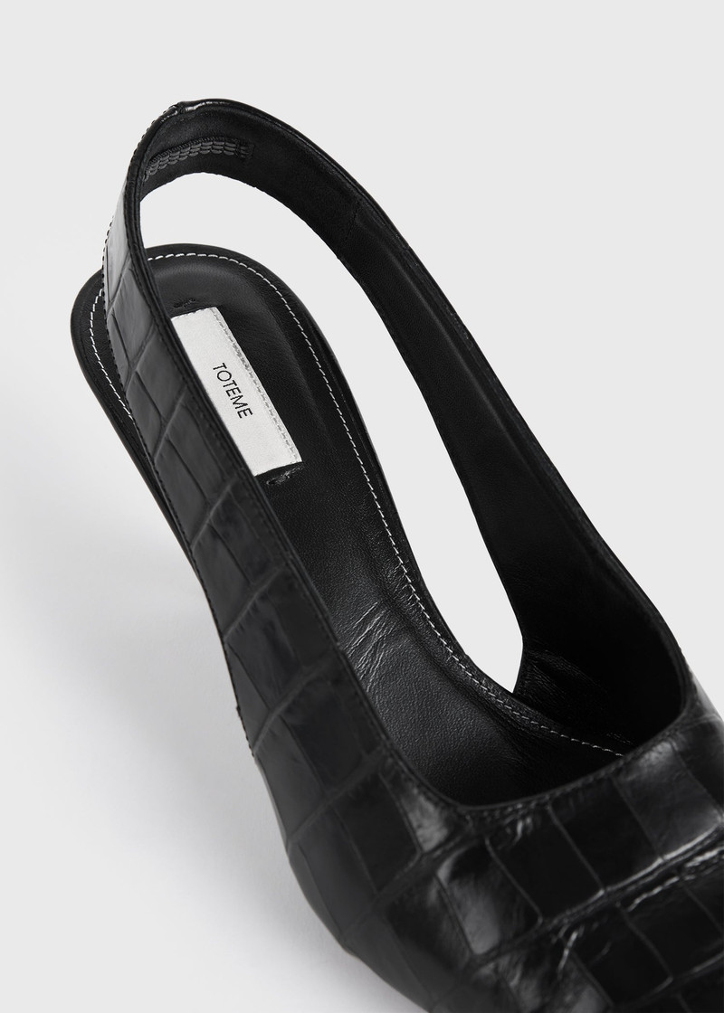 Classic croco-embossed slingbacks black 5