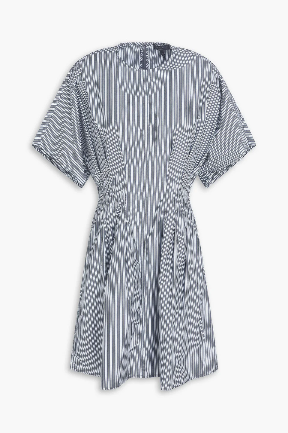 Maddie pleated striped cotton-poplin mini dress - 1
