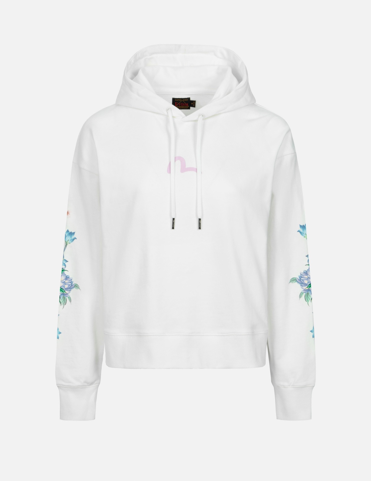 3D SEAGULL PRINT AND FLORAL EMBROIDERY CROPPED HOODIE - 1