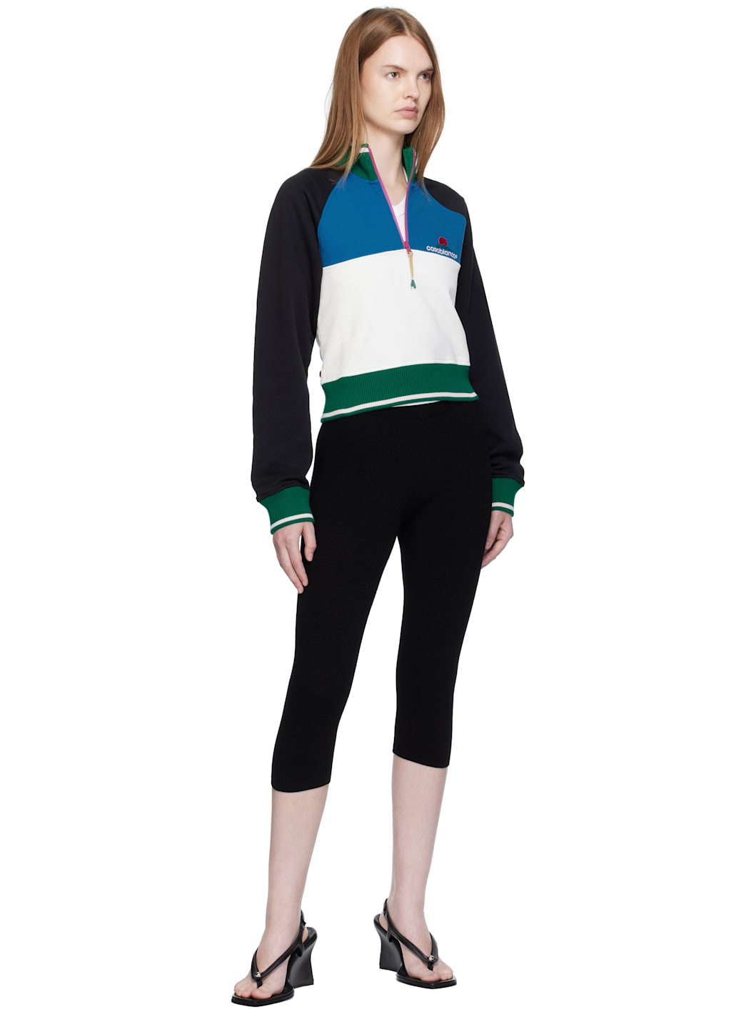 Multicolor Quarter Zip Colorblock Sweatshirt - 4