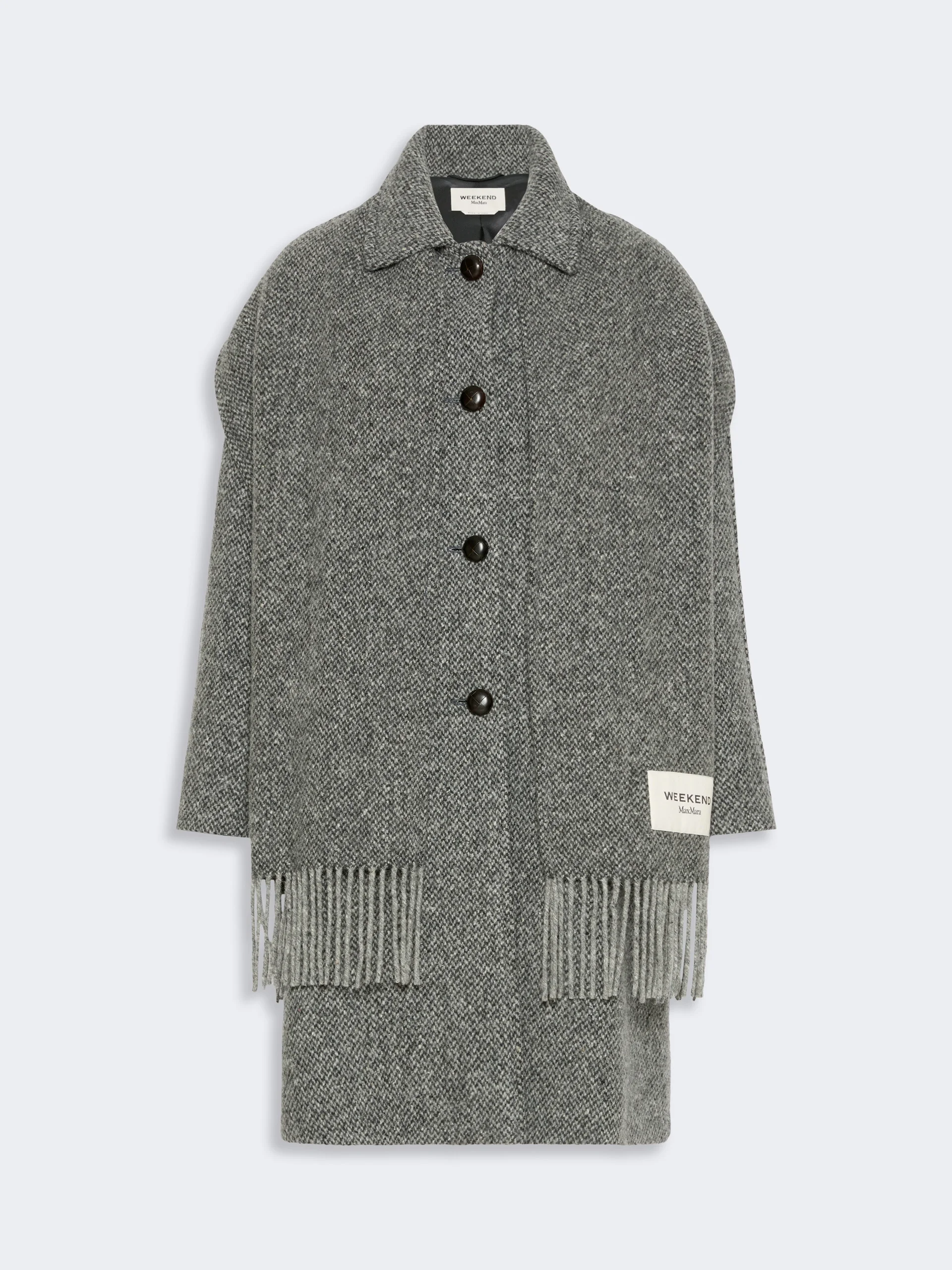 LATINO Wool-blend tweed coat - DARK GREY - 1
