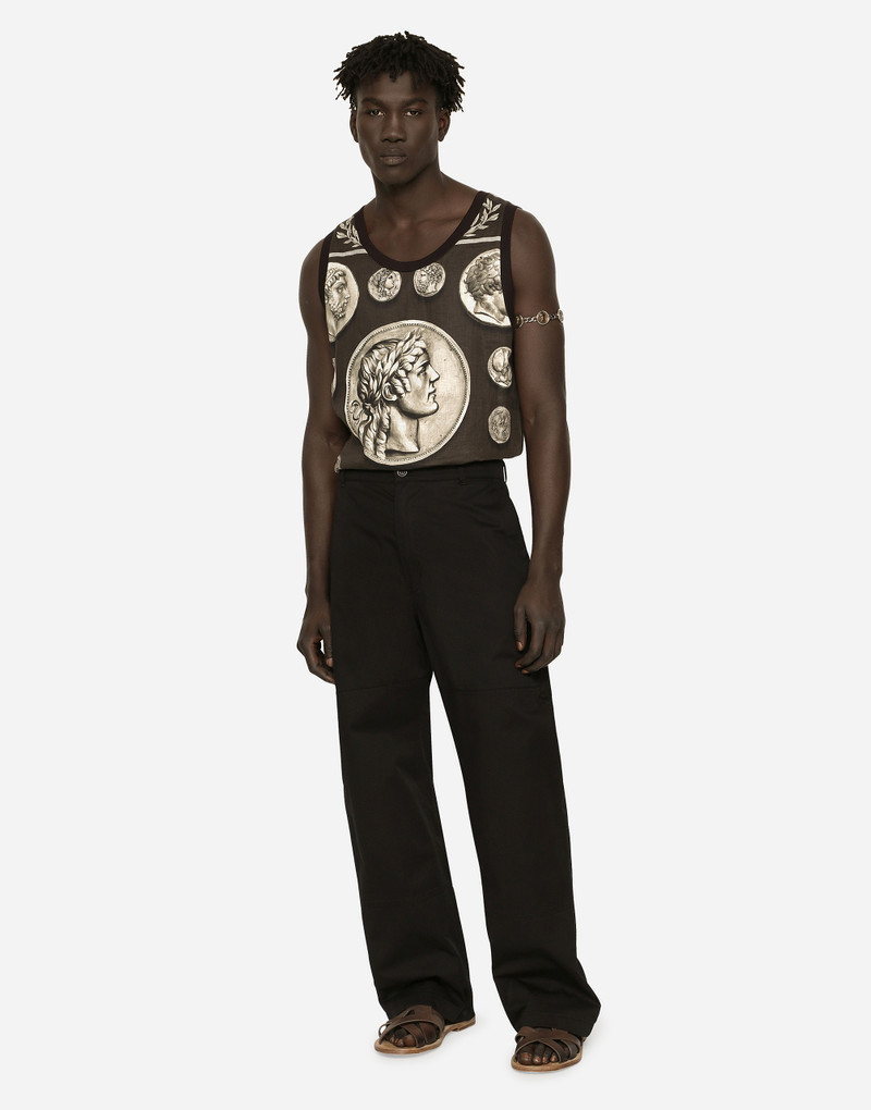 Dolce & Gabbana Stretch cotton worker pants with brand plate outlook