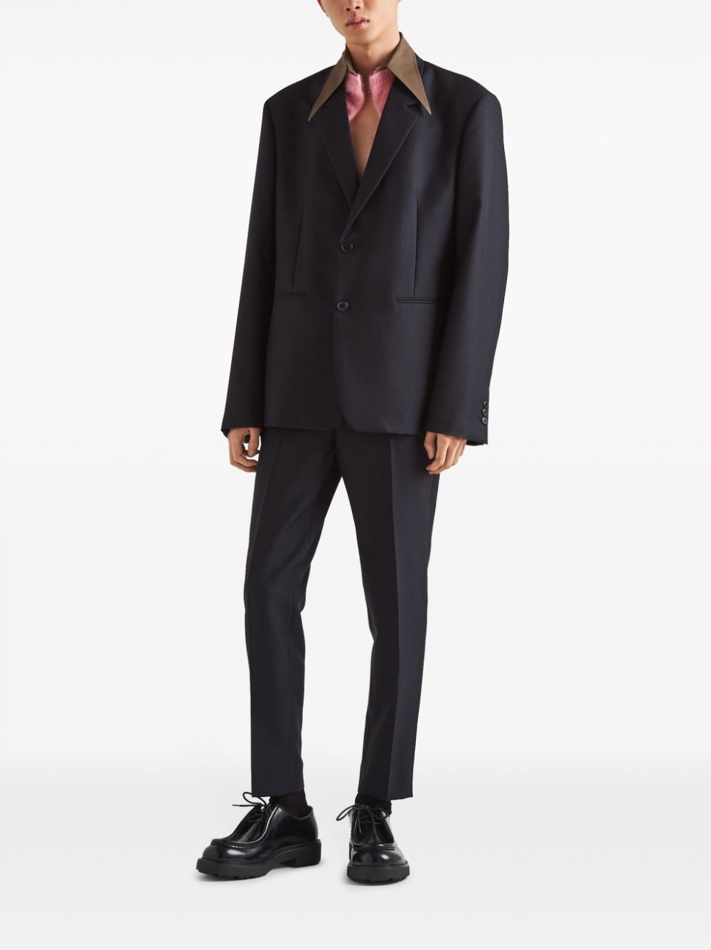detachable-collar wool blazer - 2