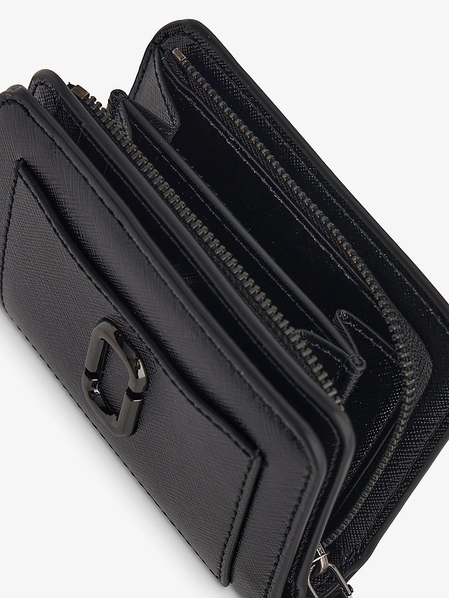 Compact mini logo-plaque leather wallet - 5