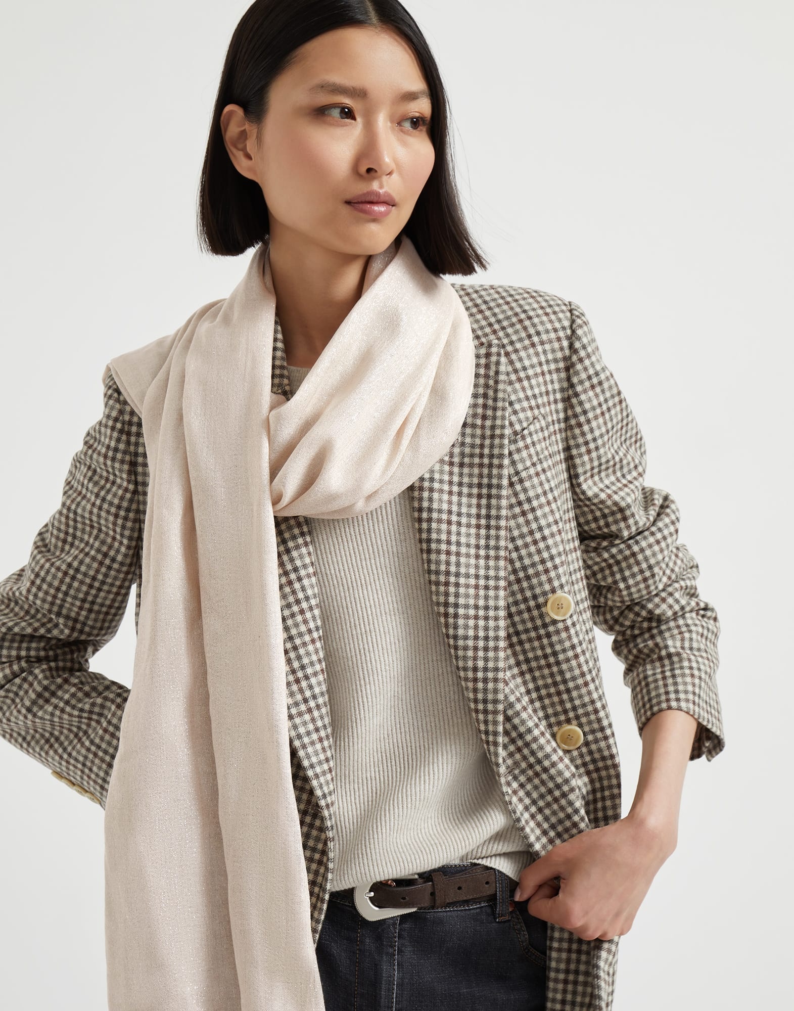 Cashmere and silk sparkling scarf - 4
