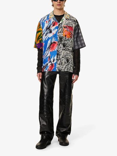 Marine Serre Regen graphic-print relaxed-fit upcycled silk shirt outlook
