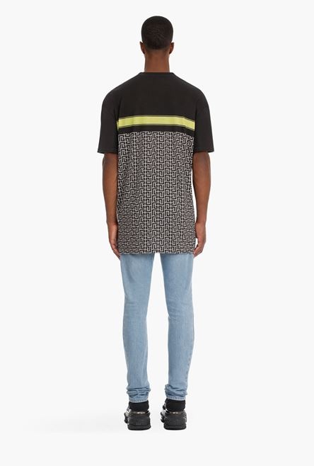 Bicolor Balmain monogram and logo print cotton T-shirt - 3