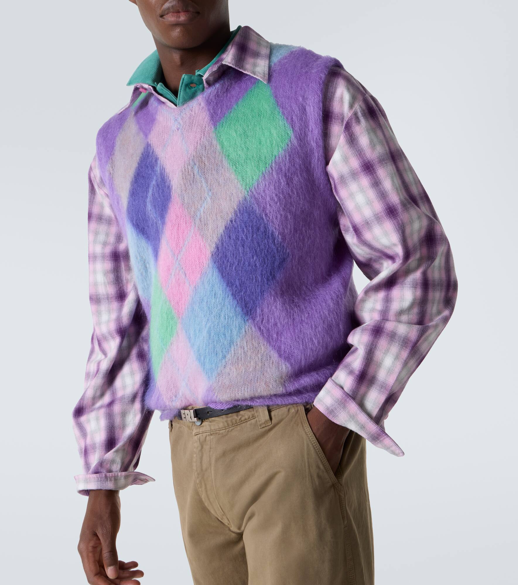 Checked mohair-blend sweater vest - 5