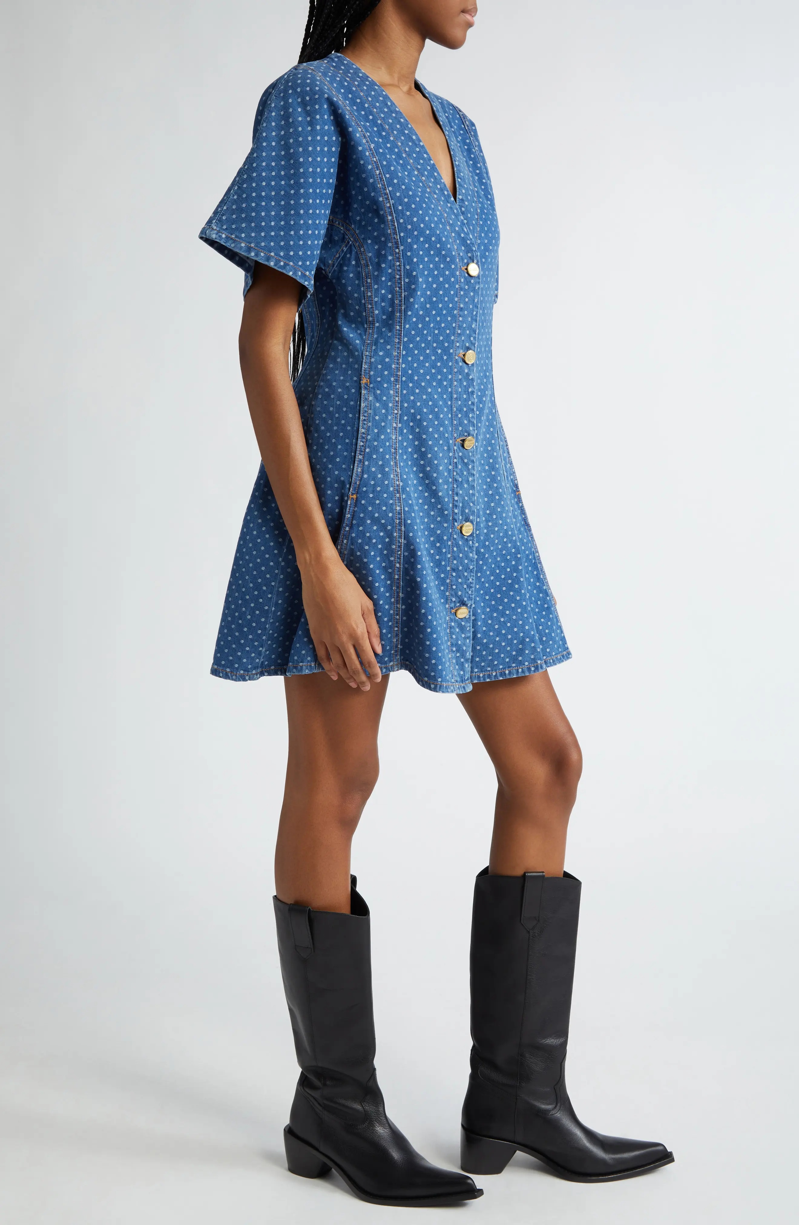 GANNI Dot Jacquard Organic Cotton Minidress | nordstrom