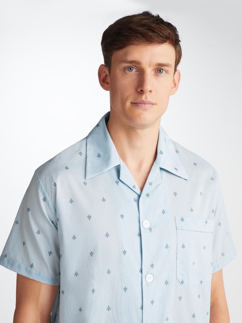 Men's Short Pyjamas Nelson 100 Cotton Batiste Blue - 5