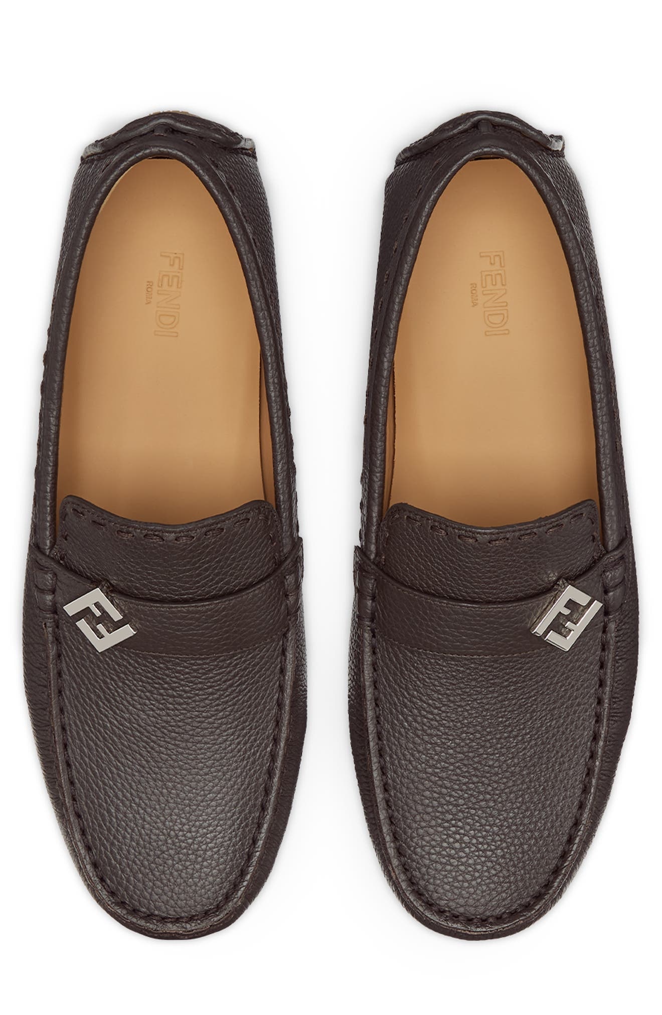 Fendi FF Squared Driving Shoe in Ebano/Naturale at Nordstrom - 3