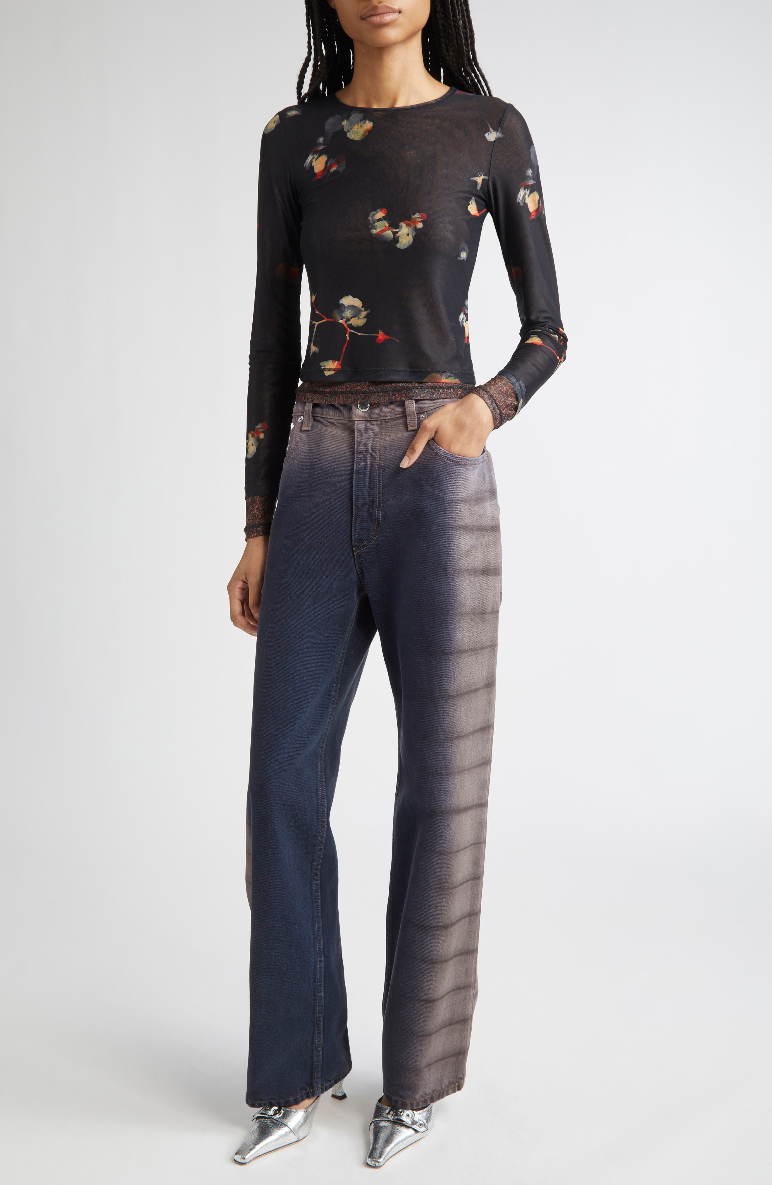 Eckhaus Latta Gender Inclusive Wide Leg Jeans in Wrinkle at Nordstrom - 2