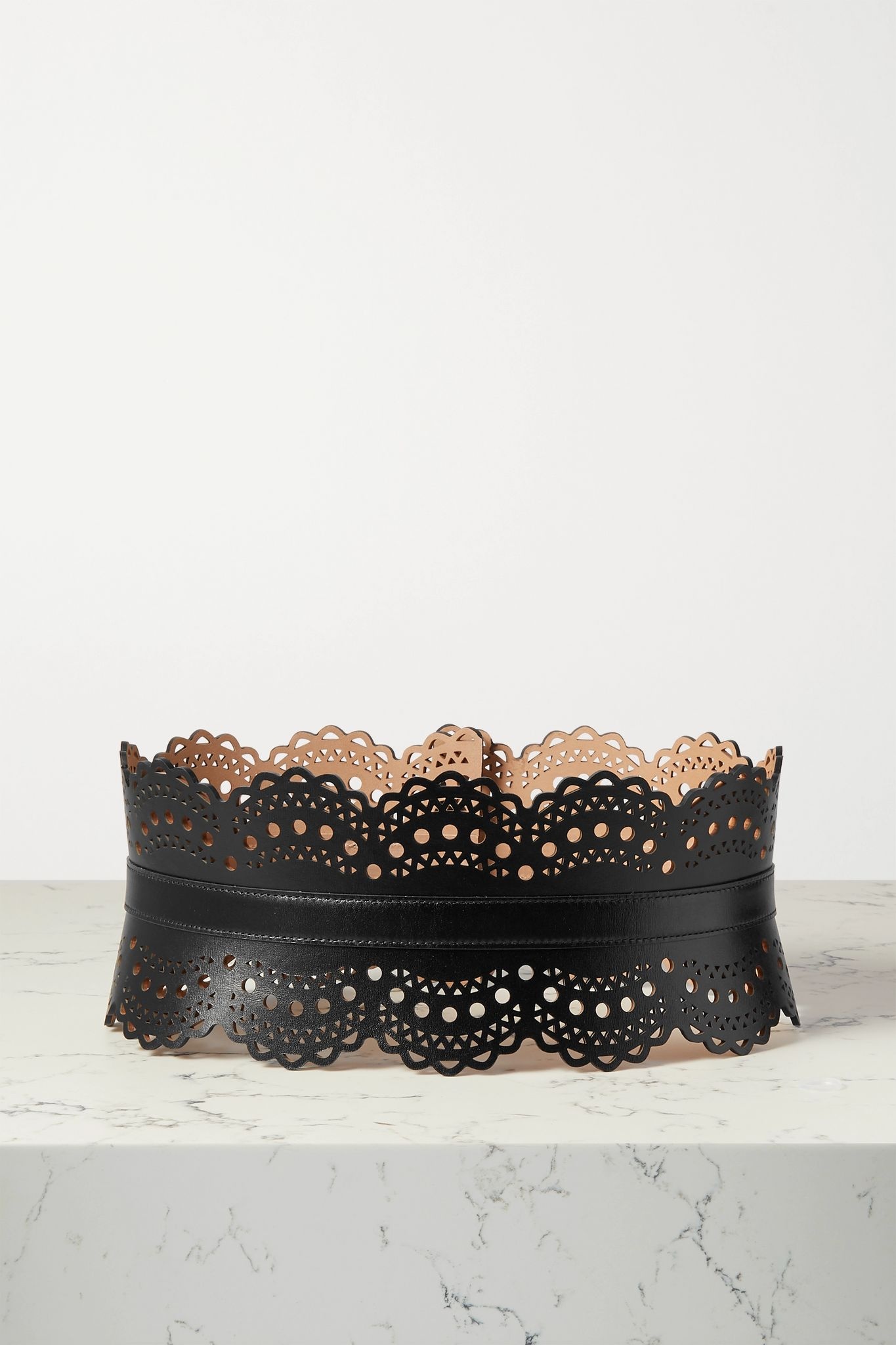 Laser-cut leather waist belt - 4