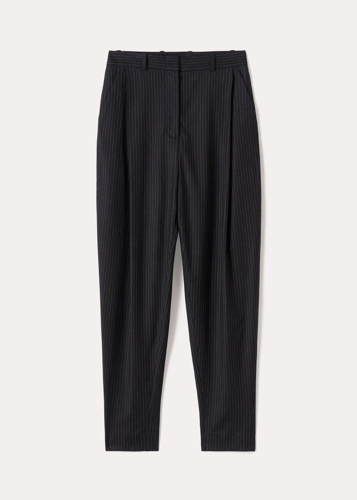 Tapered viscose wool trousers black pinstripe - 1