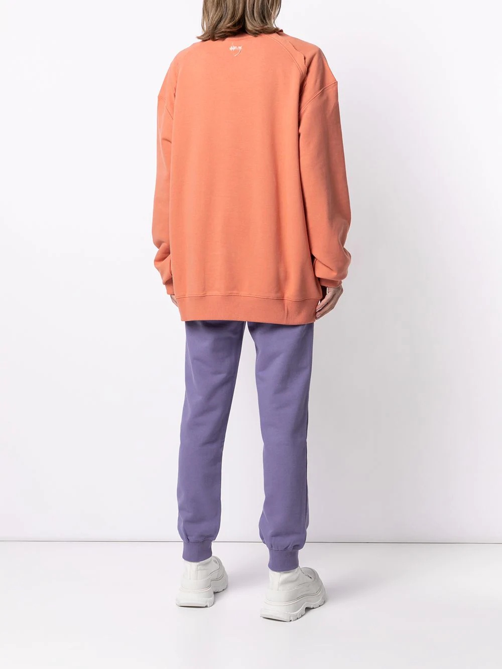 logo-embroidered oversize sweatshirt - 8