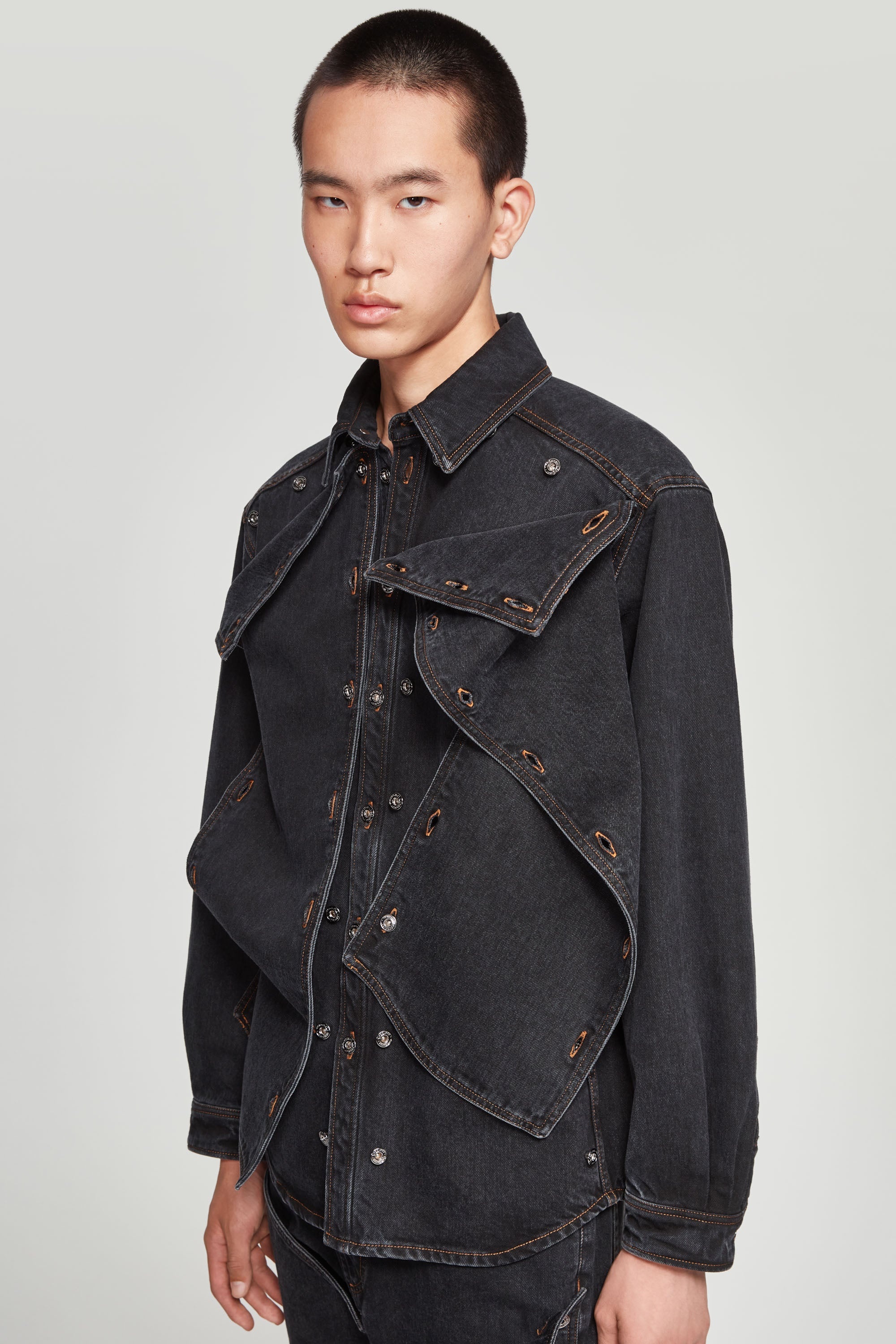 Classic Button Panel Denim Shirt - 3
