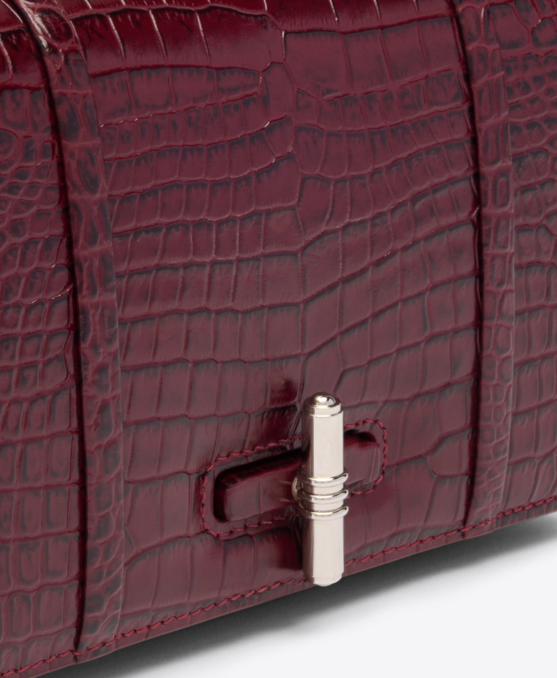 May Red Embossed Leather Small Handbag 6