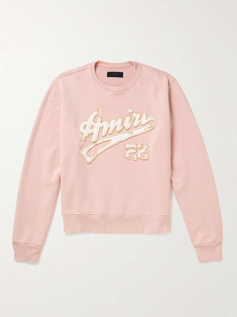 Logo-Appliquéd Distressed Cotton-Jersey Sweatshirt 1