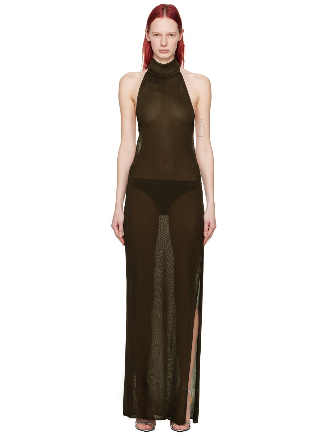 Brown Evening Maxi Dress - 1