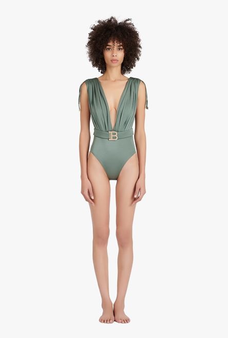 Draped khaki one-piece - 4