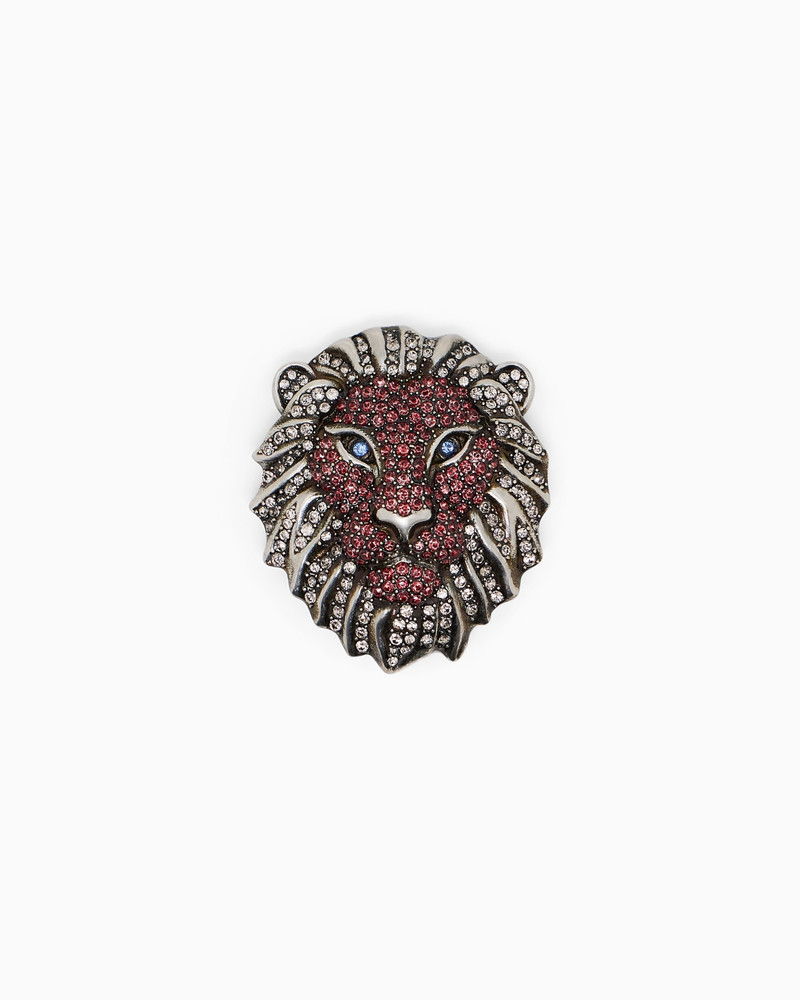 LION-SHAPED BRASS BROOCH WITH CRYSTALS 1