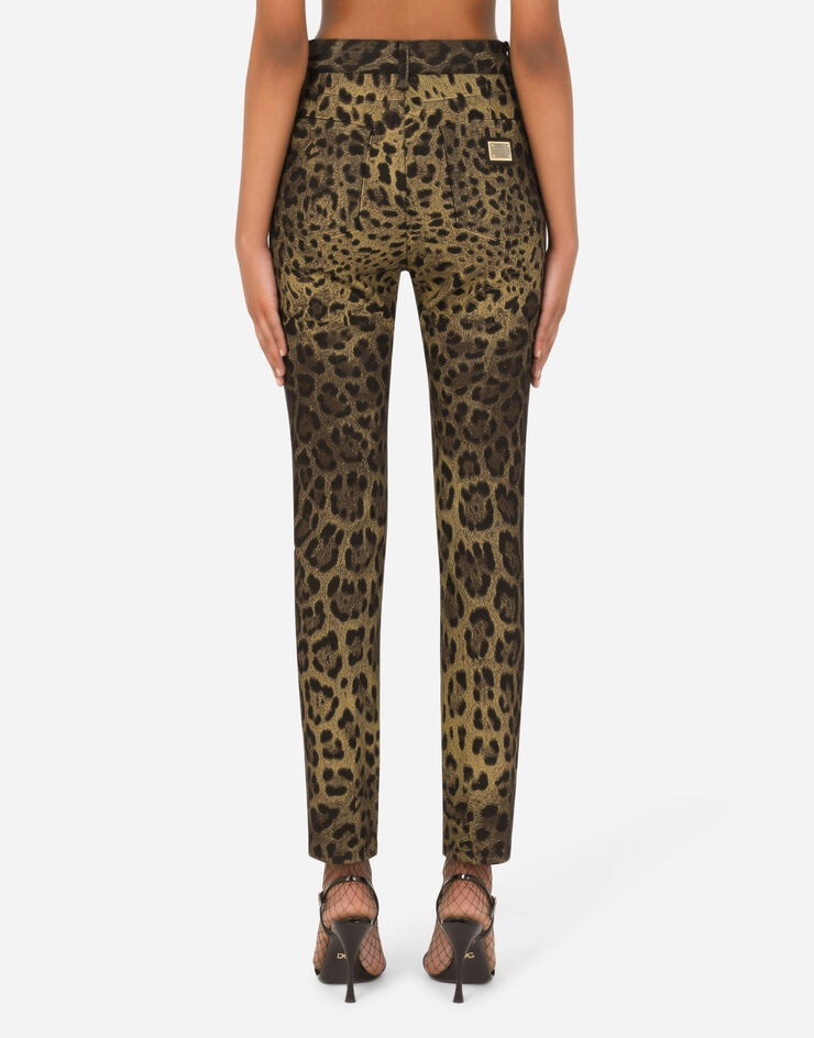 Stretch denim Grace jeans with leopard print - 2