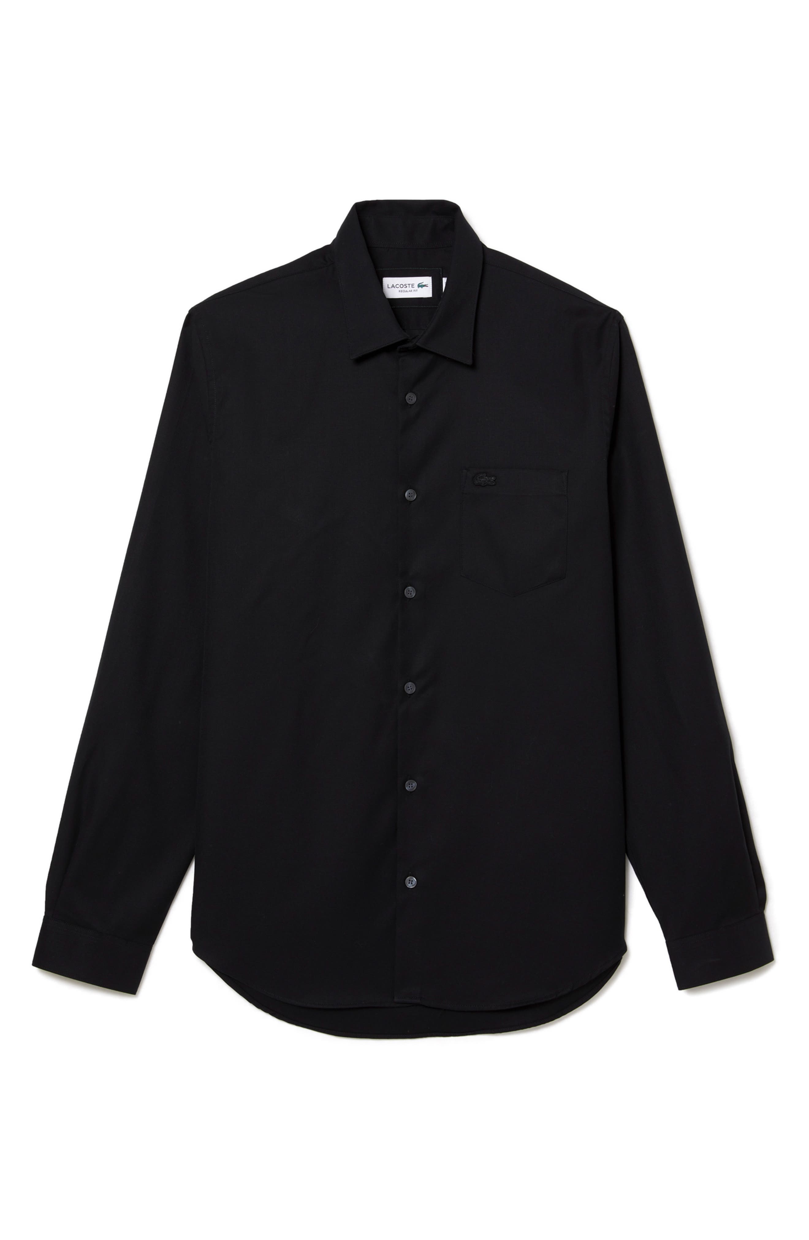 Regular Fit Solid Poplin Button-Up Shirt - 1