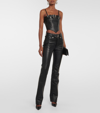 Alessandra Rich Croc-effect leather bustier outlook
