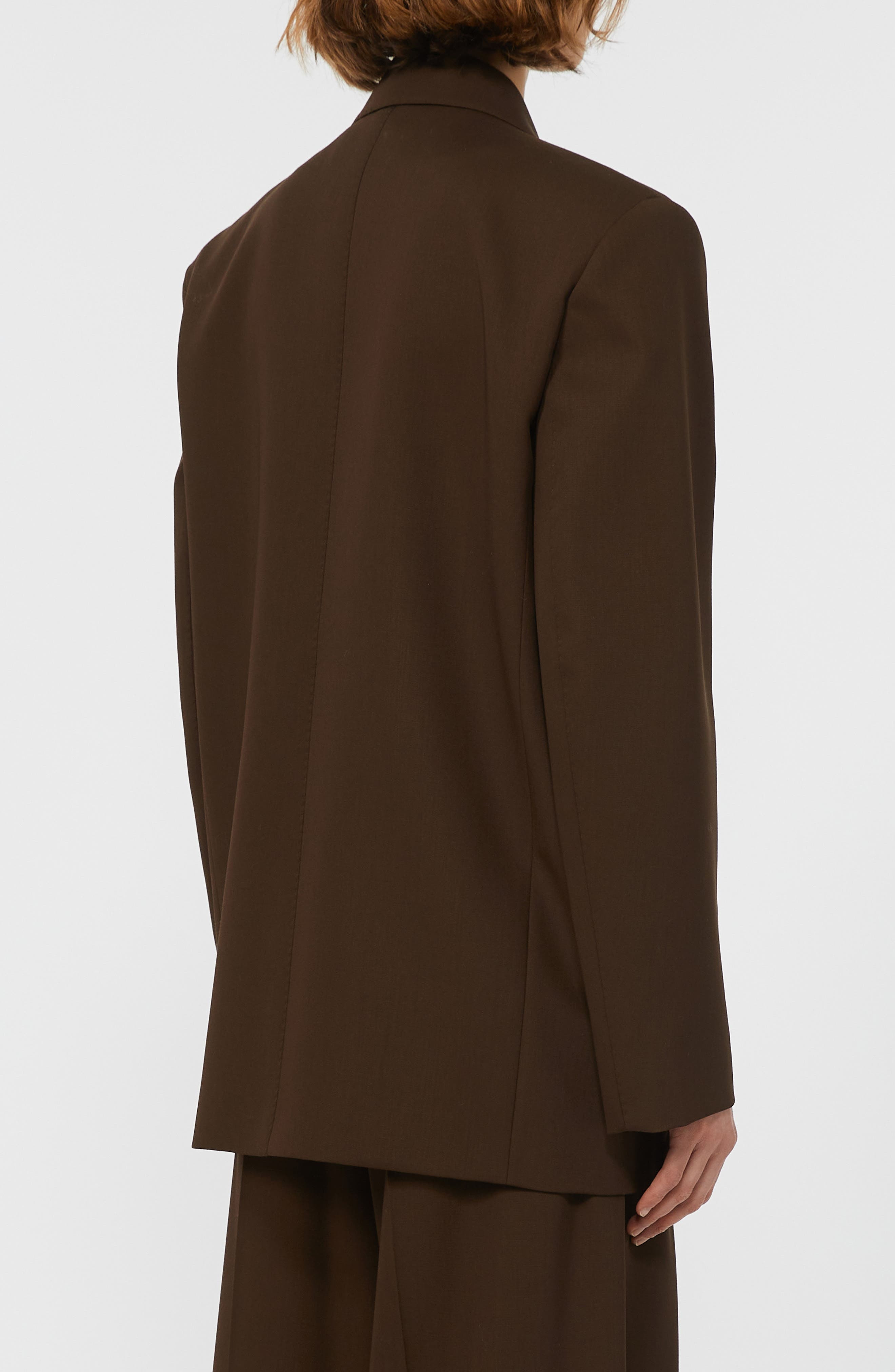Weekend Max Mara Ginseng Double Breasted Virgin Wool Blazer in Dark Brown at Nordstrom - 2