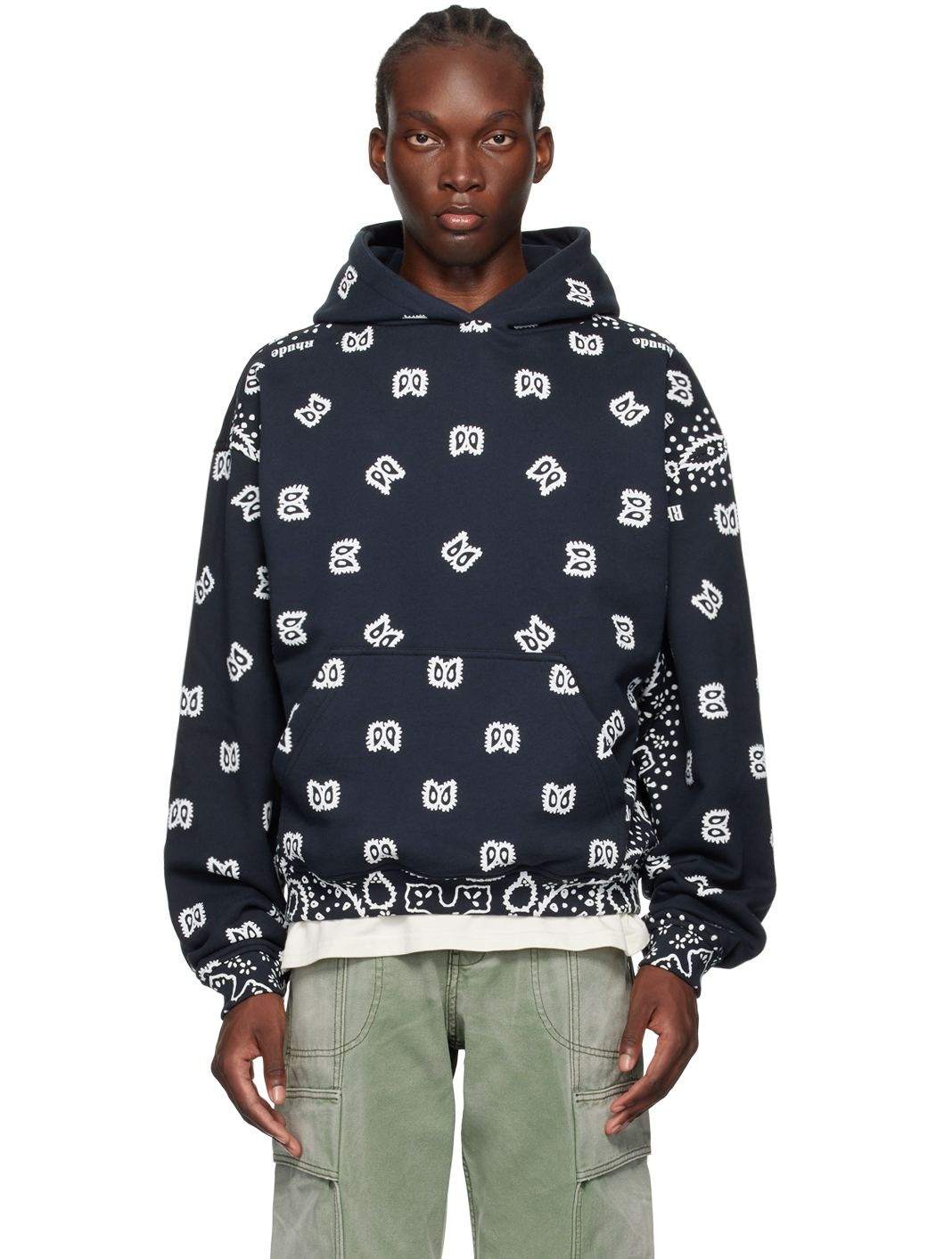 Black Bandana Print Hoodie - 1