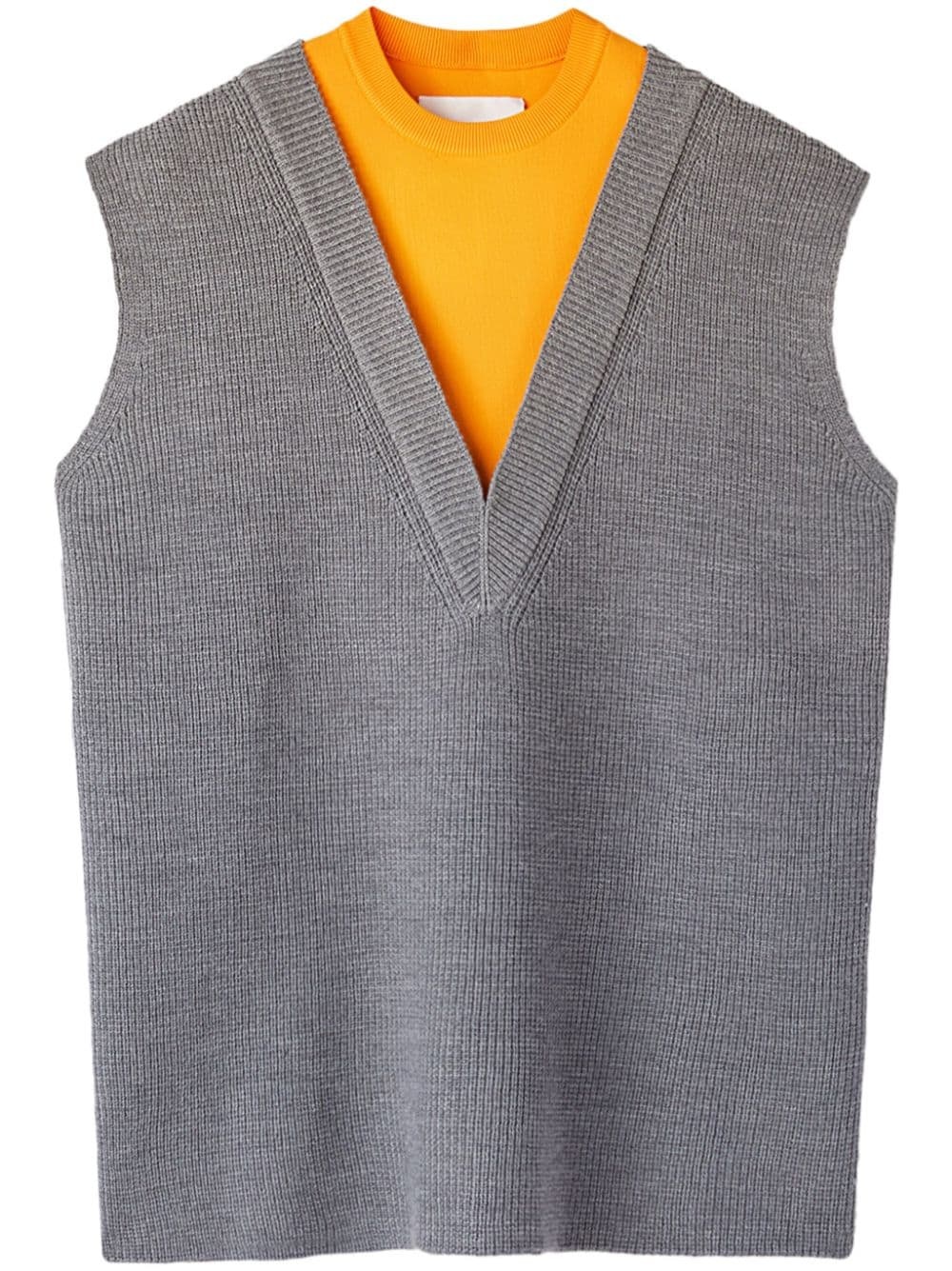 layered-design wool-blend vest - 1