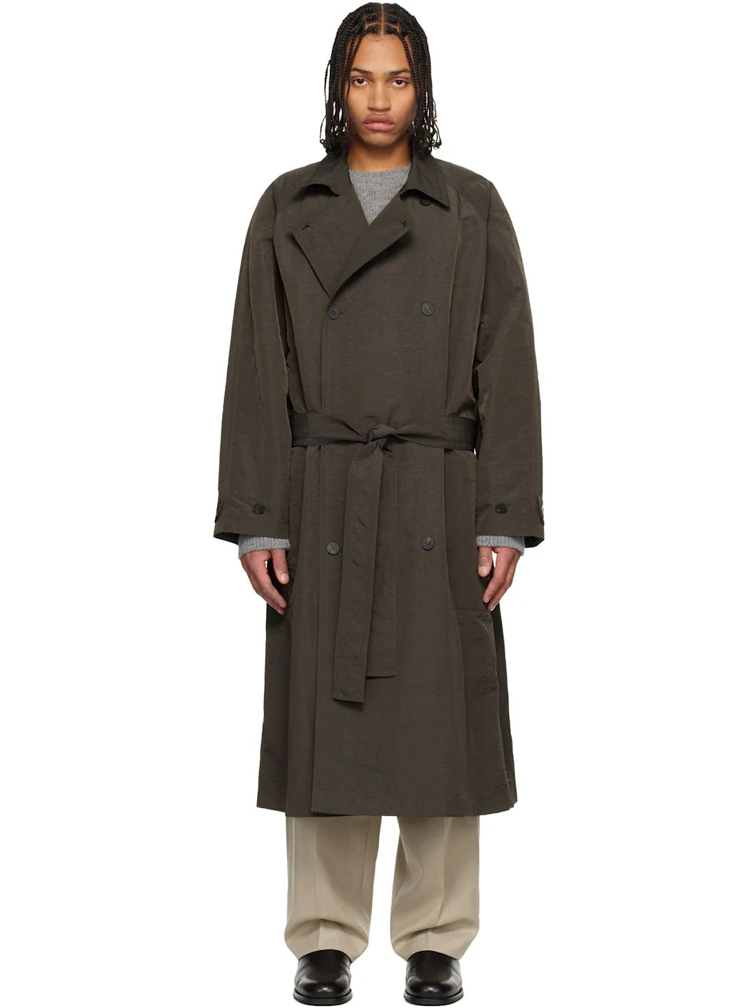 Brown Crisp Raglan Trench Coat - 1