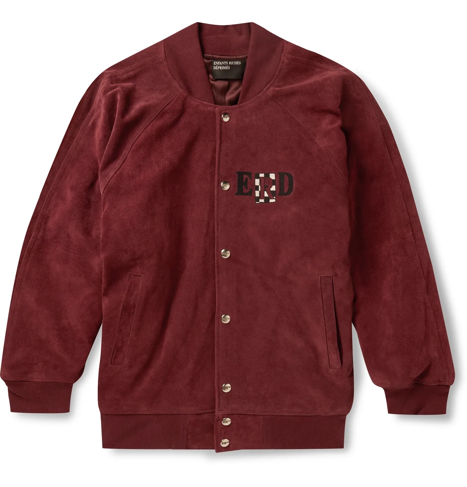 Embroidered Suede Bomber Jacket - 1