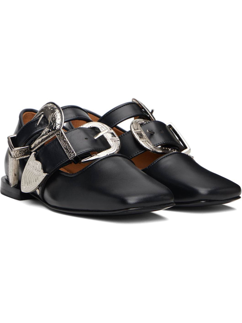Black Leather Ballerina Flats 4