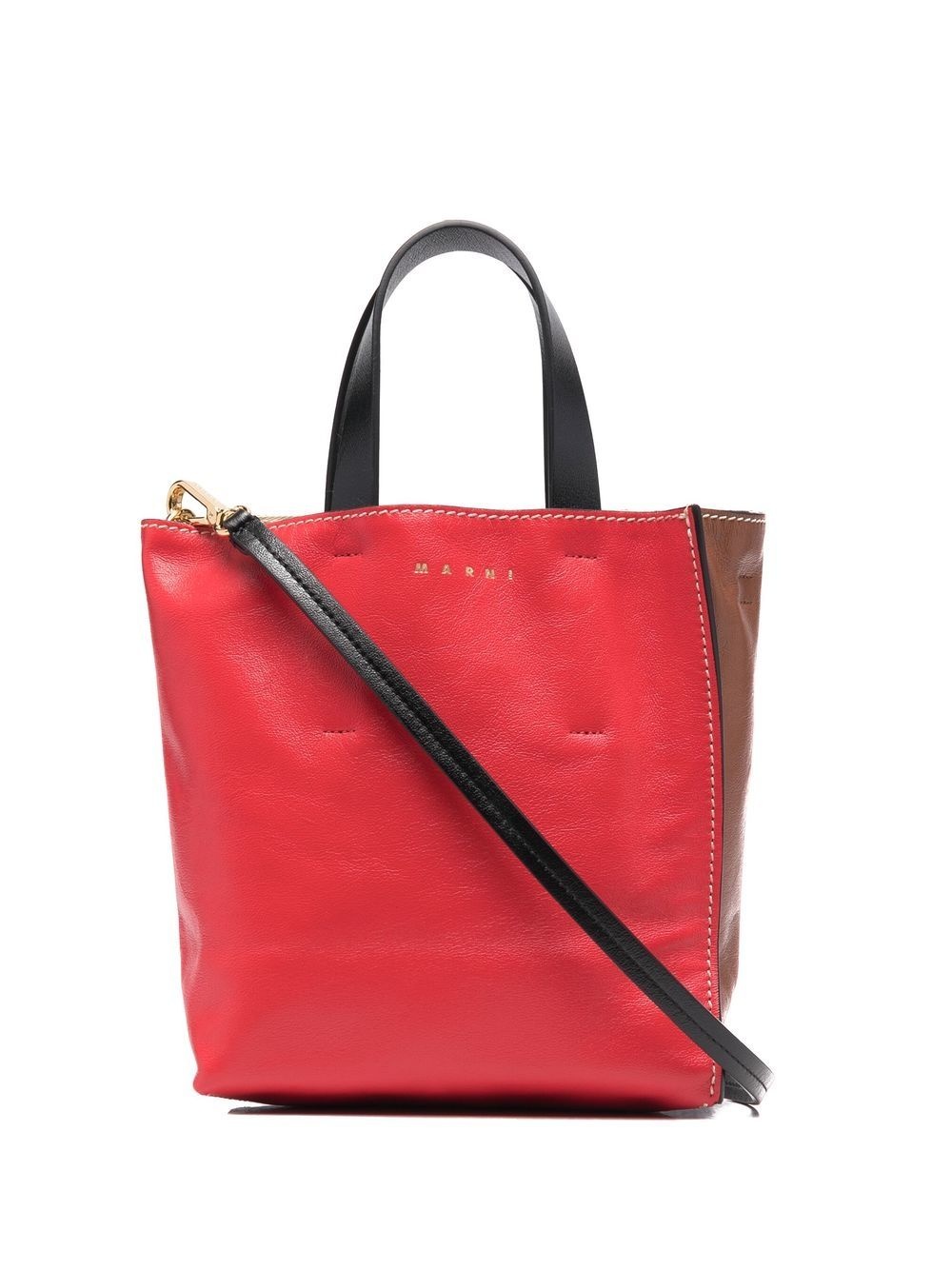 two-tone leather tote bag - 1